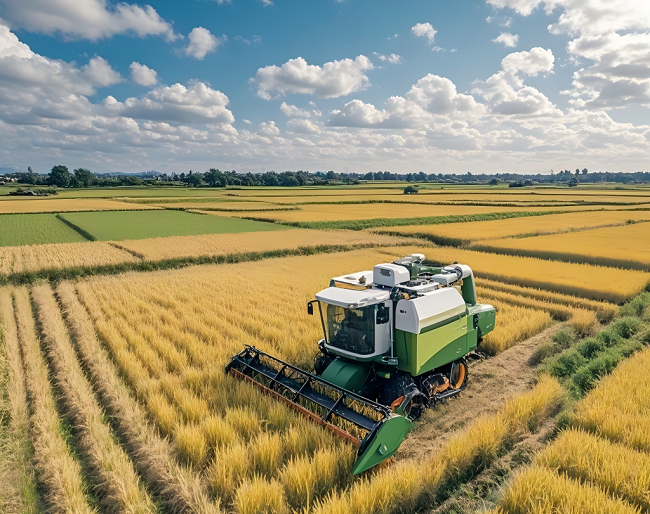 河南省信陽(yáng)市羅山縣水稻種植戶(hù)抓住有利天氣搶收水稻。黃錢(qián)錢(qián)攝